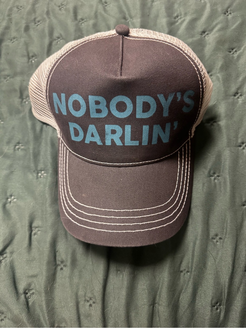 Idyllwind Black Trucker Hat with Teal Lettering - "NOBODY'S DARLIN'"